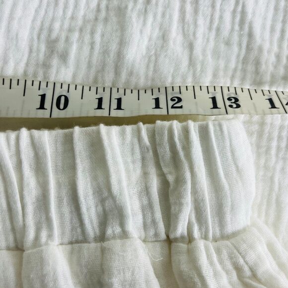 A.Ren Novah White‎ Woven Linen Pants Size Medium Lined Elastic Tie Waist - Picture 9 of 11